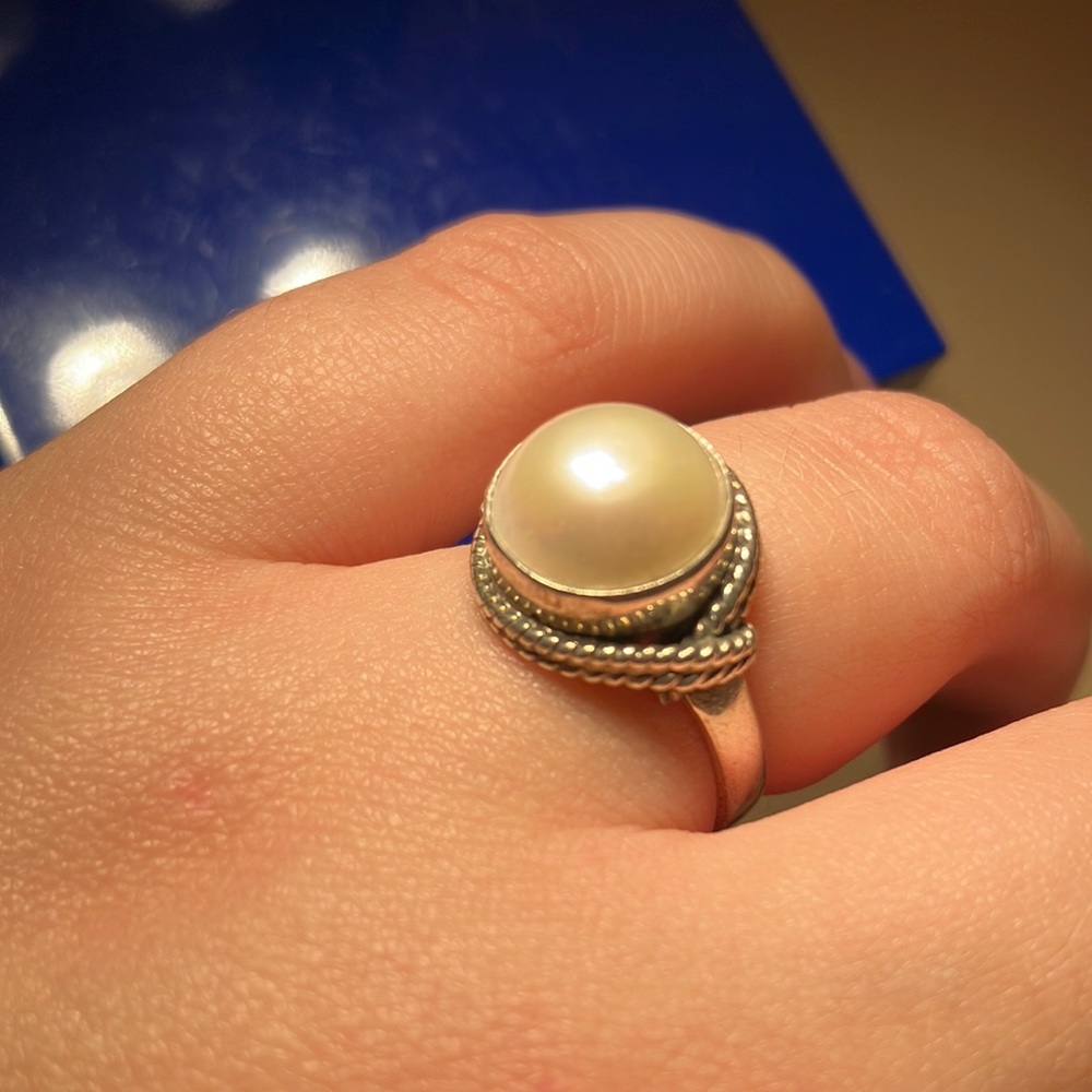 S 925 freshwater Pearl ring SZ6